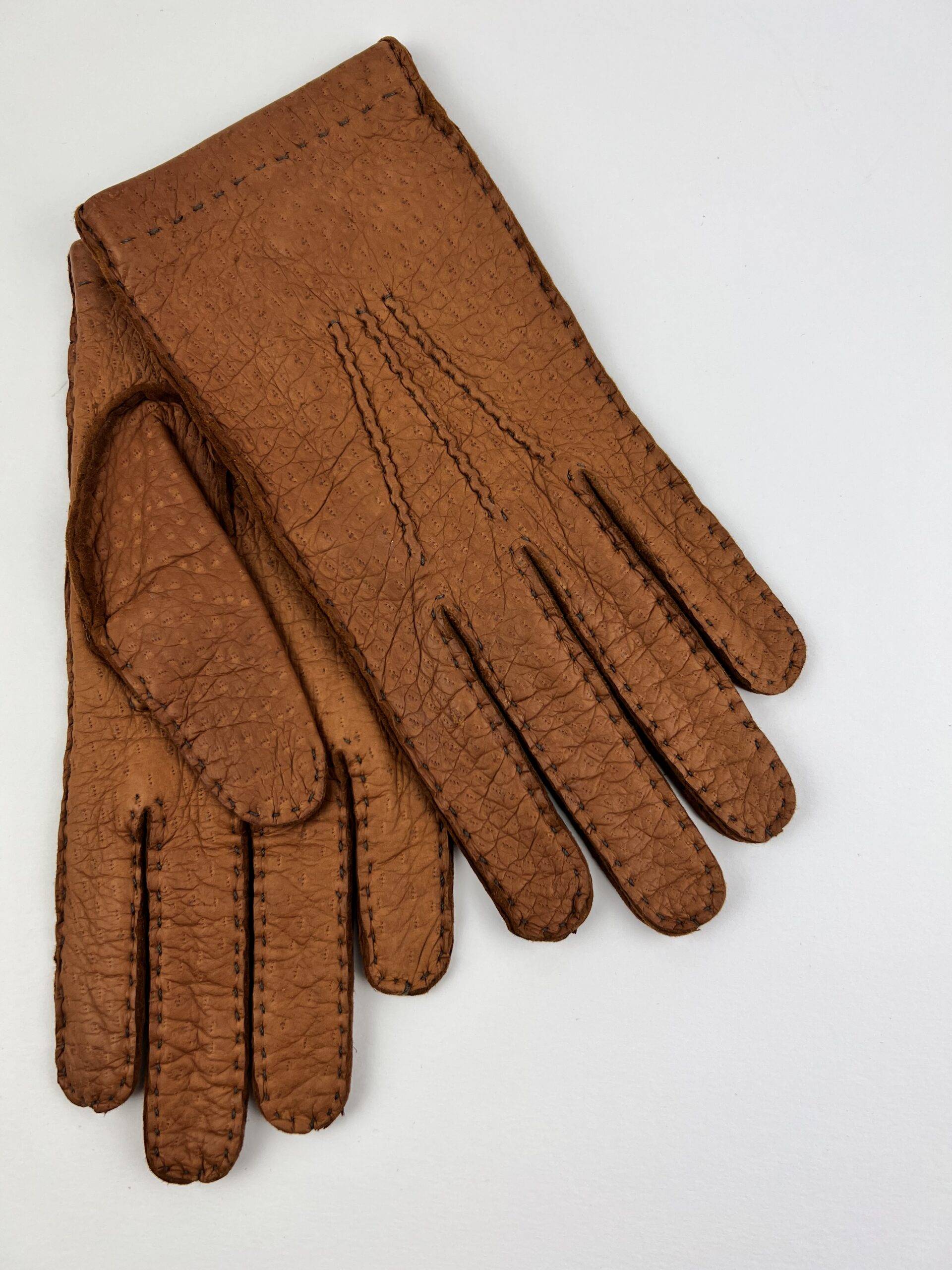 Pecary  leather gloves hand sewn cashmere lined made in Italy (in stock)