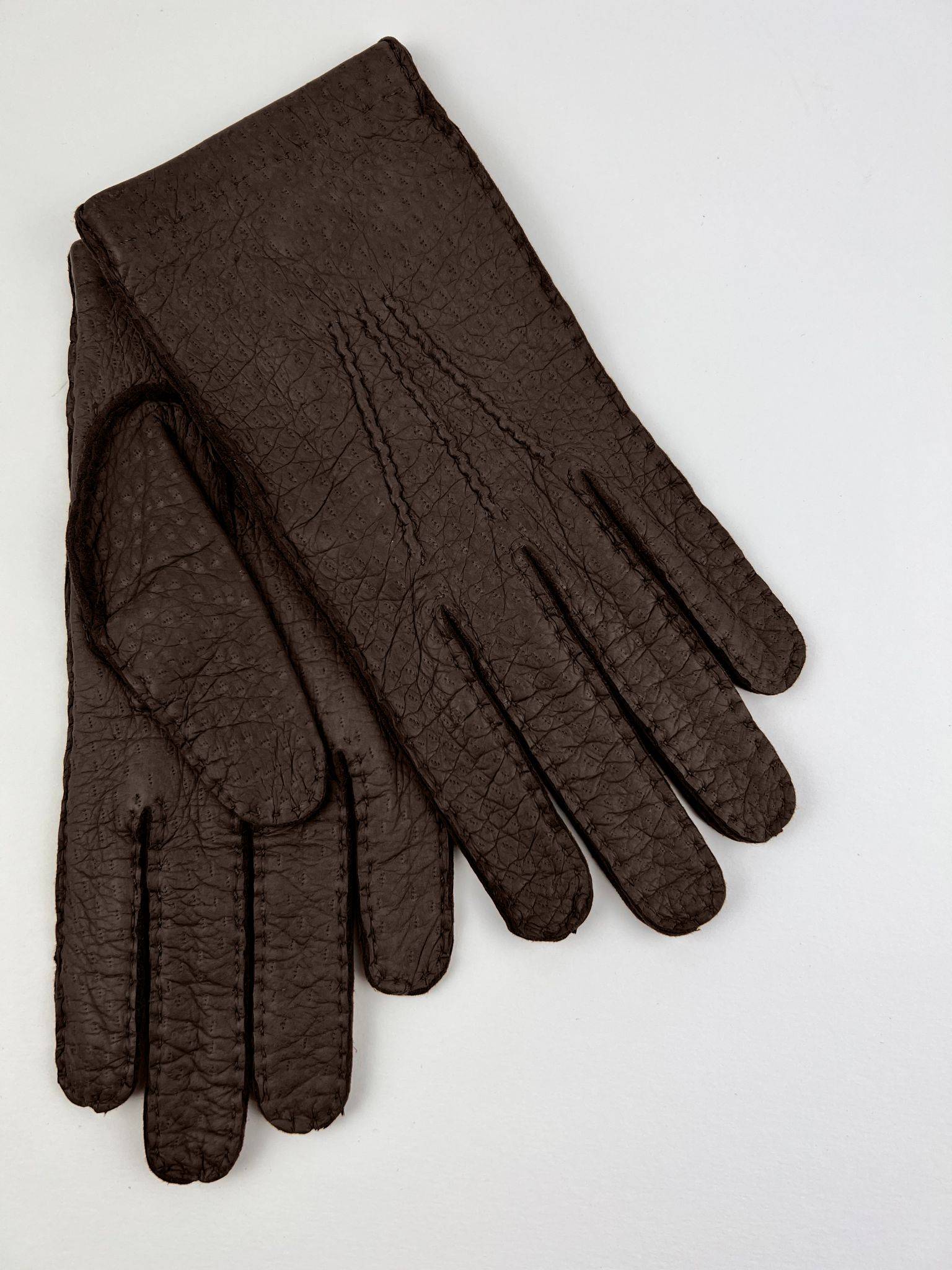 Real Pecary leather gloves from Peru' (South America) hand-sewn unlined made in Italy (in stock)
