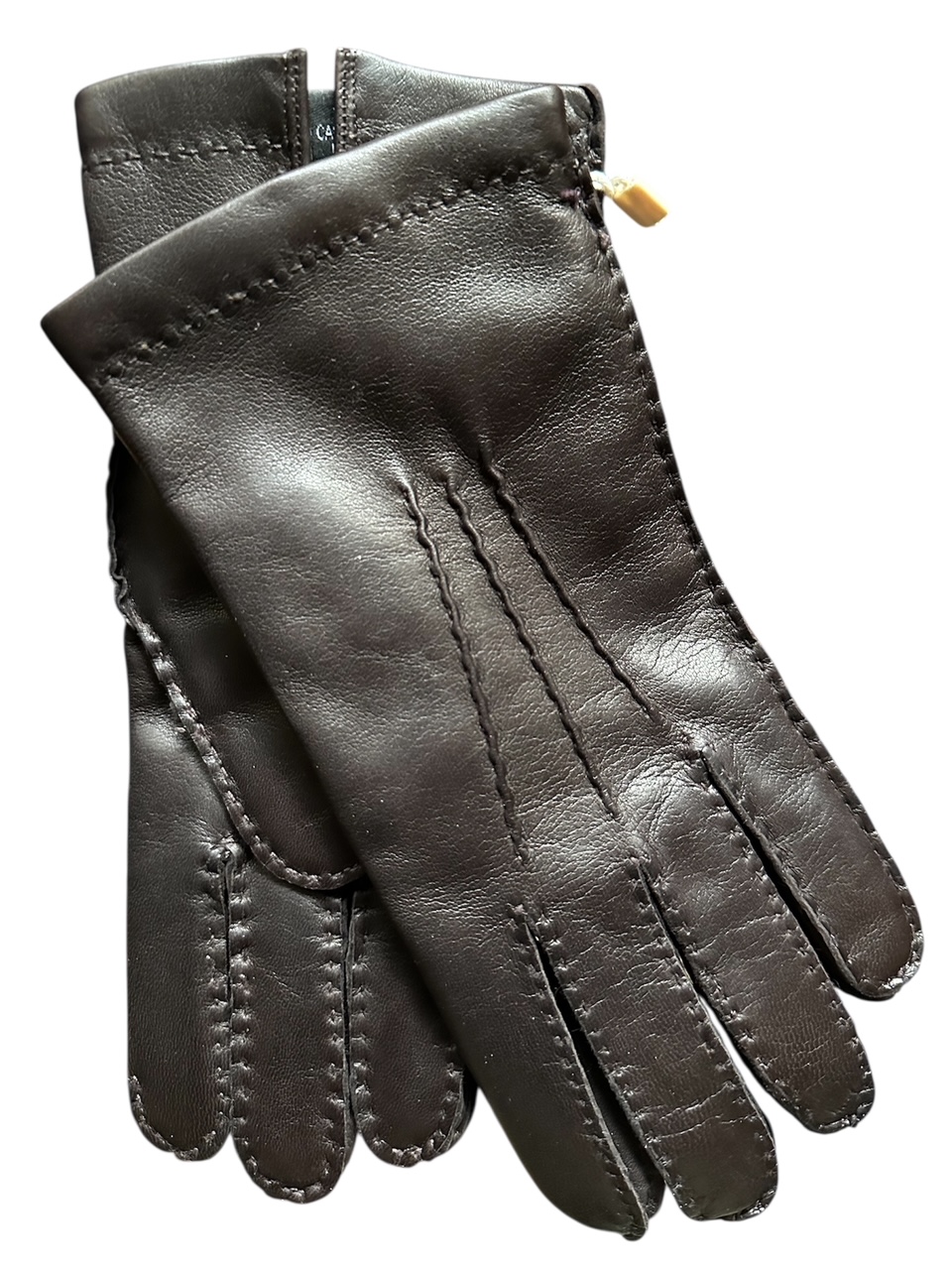 Nappa hand sewn cashmere lined Dk Brown (back order ships in 15days)