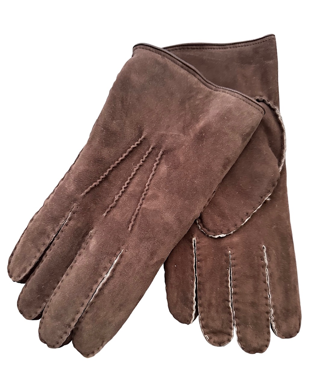 Shearling leather gloves hand sewn Dk Brown (in stock)