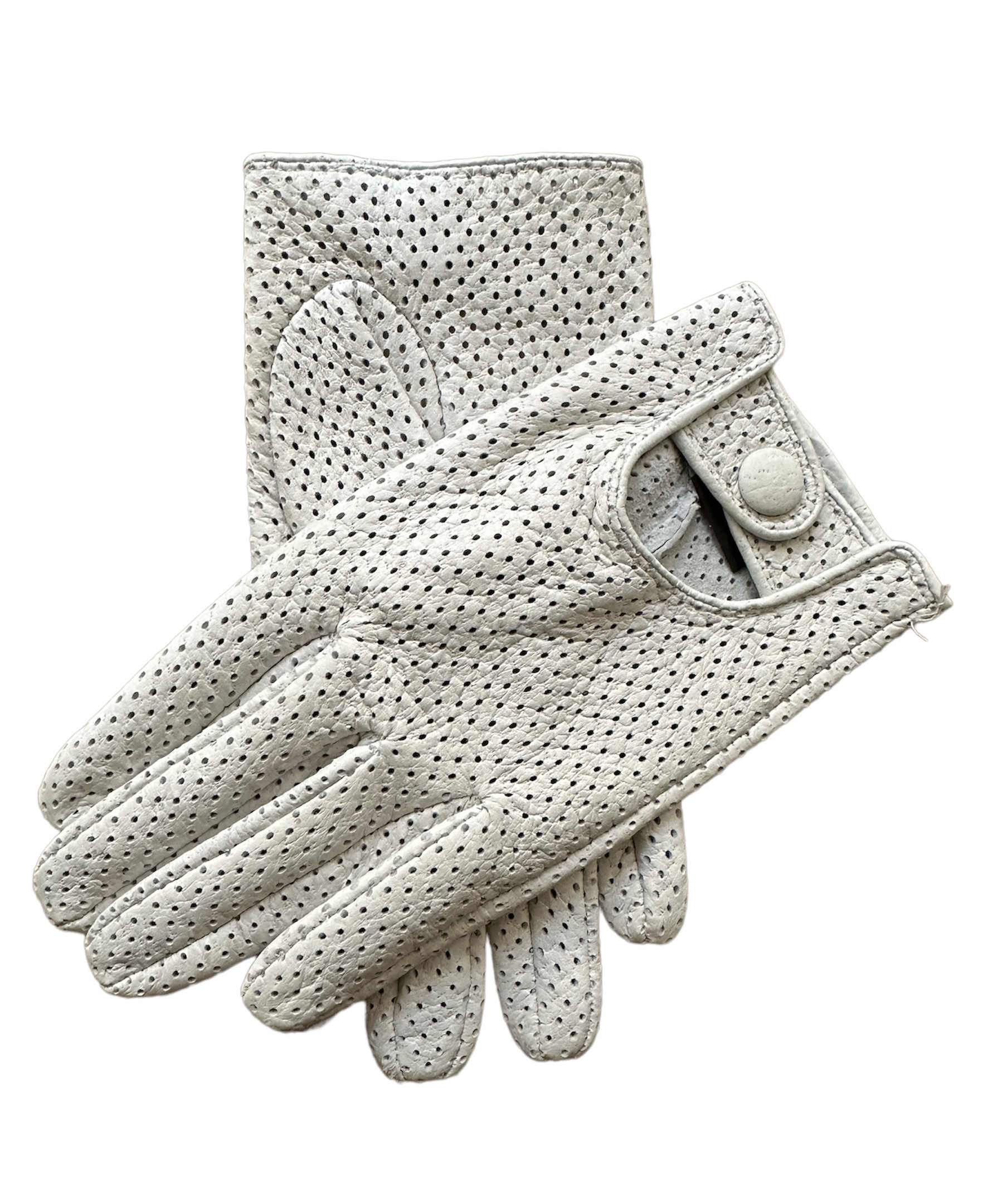 Pecary  leather gloves hand sewn cashmere lined (in stock) perforated full fingers ( back order ship in 15 days)