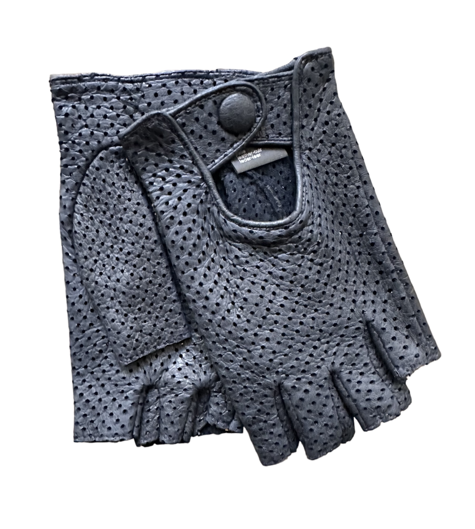 Pecary Pecary leather gloves hand sewn (in stock)perforated fingerless ( back order ship in 15 days)