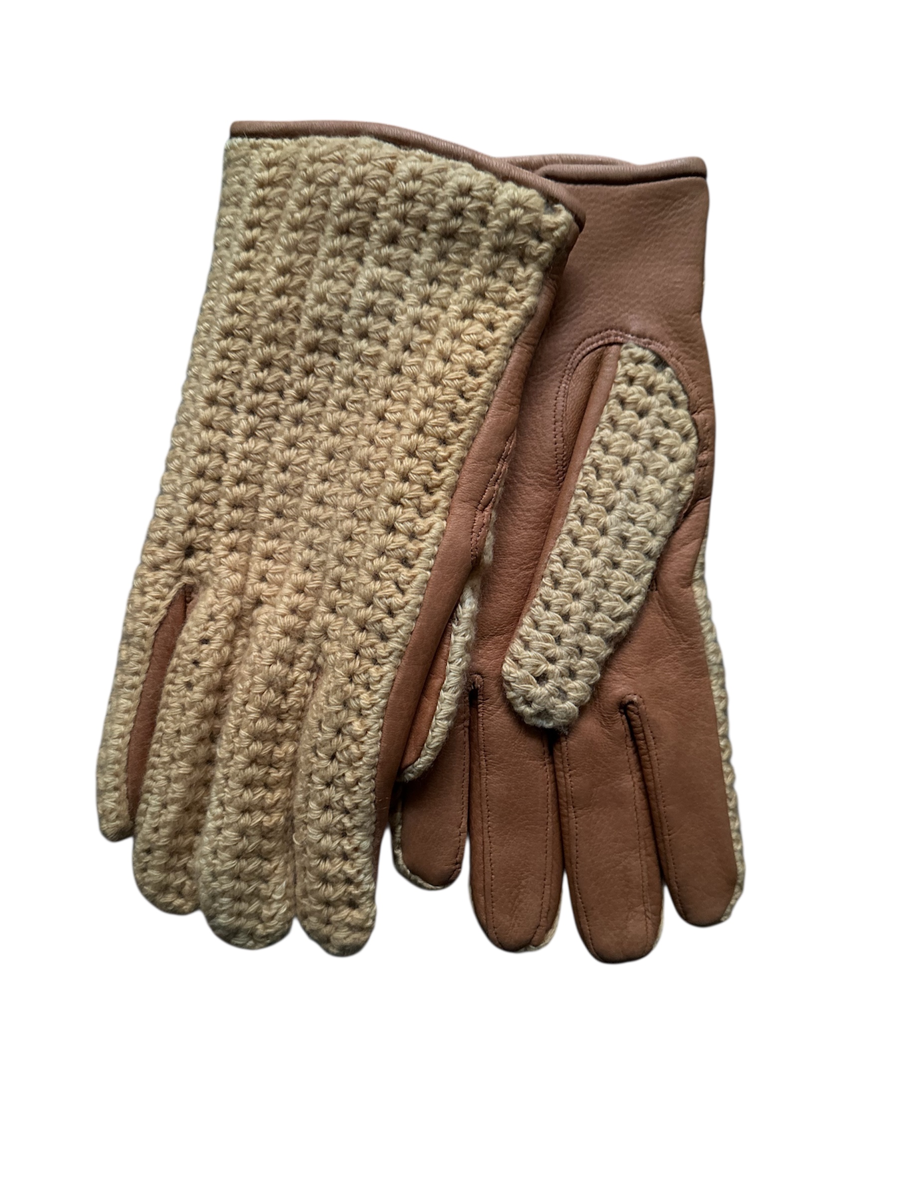 Deerskin gloves on down part cashmere hand made on top part cashmere lined Cork/Old Yellow (in stock)