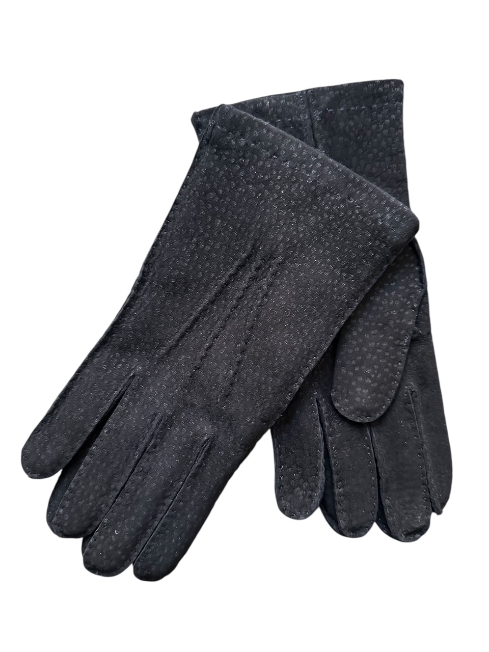 Carpincho leather gloves hand sewn cashmere lined Black (in stock)