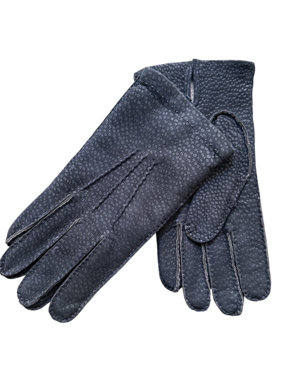 Carpincho leather gloves hand sewn cashmere lined Blue (in stock)