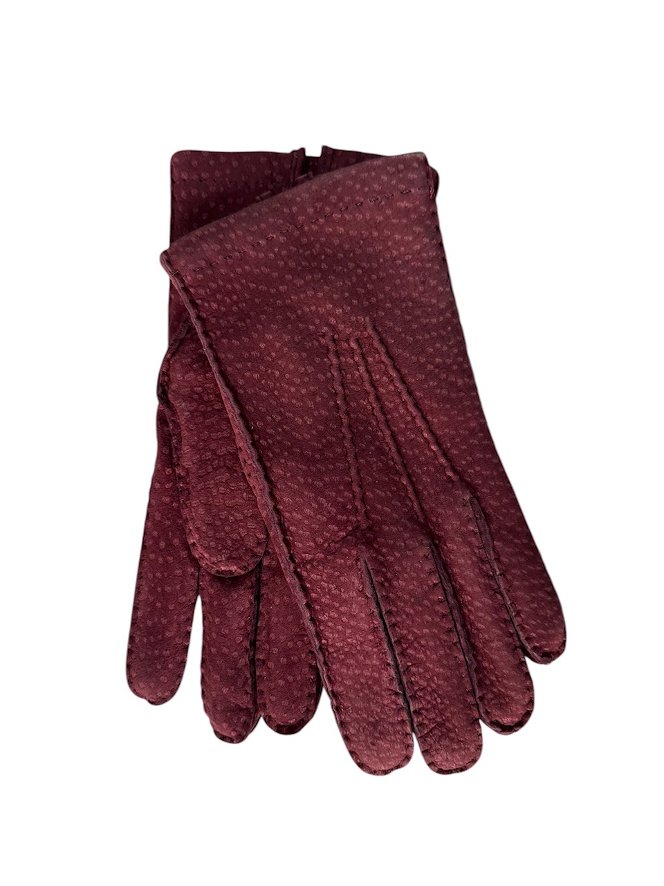 Carpincho leather gloves hand sewn cashmere lined made in Italy Burgundy (in stock)