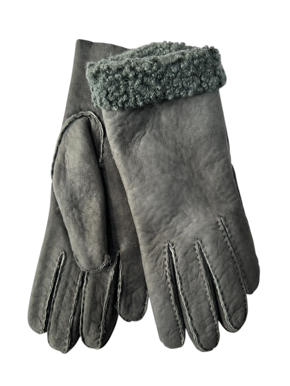 Shearling leather gloves hand sewn made in Italy Grey/Grey(in stock)
