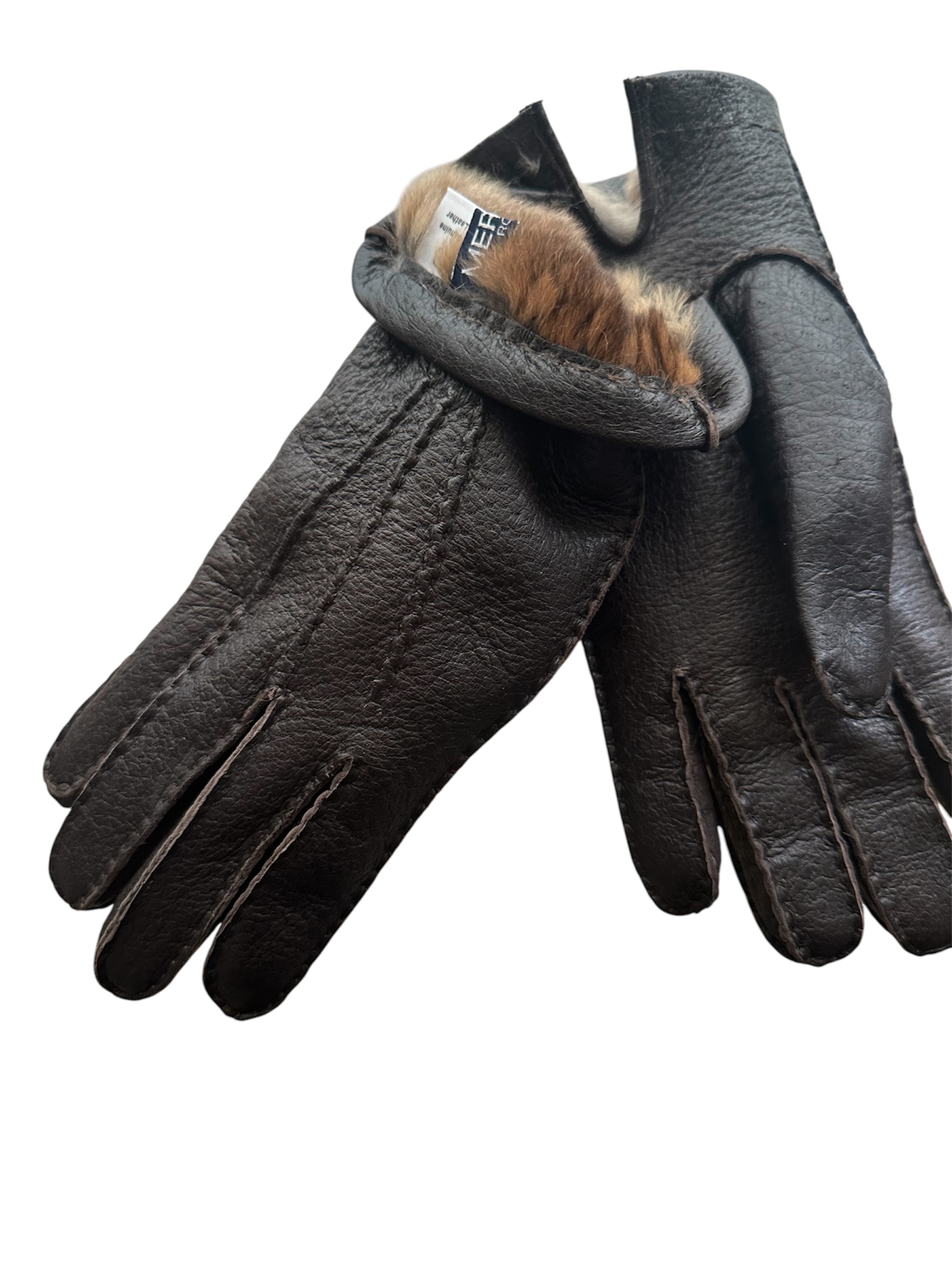 Pecary leather gloves hand sewn Orylag fur lined (Back order ship in 20 days)